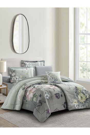 Donetella 7-Piece Digital Print Comforter Set – King Size Fits 200x200 cm, Soft Microfiber Bedding Set.