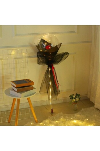 Flippy Rose in LED Balloon with Lights, Flippy, Bouquet Type, Diameter 35 cm, Red