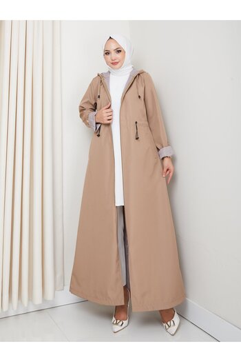 Hb Harma Time Butik Women's Hooded Stripe Detailed Mink Bondit Cap
