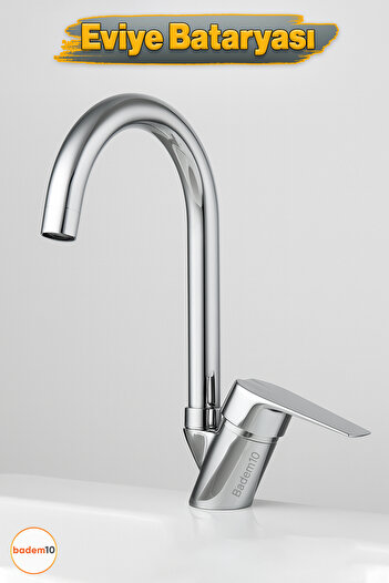 Badem10 Premium Kitchen Sink Faucet Hot Cold Adjustment Single Lever on Off Chrome Sink Modern Wall Mounted Fixture