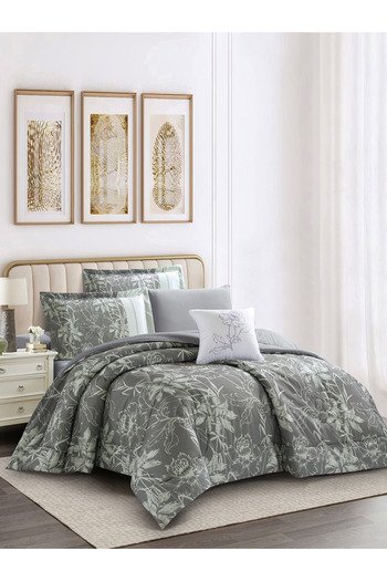 Donetella 7-Piece Digital Print Comforter Set – King Size Fits 200x200 cm, Soft Microfiber Bedding Set.