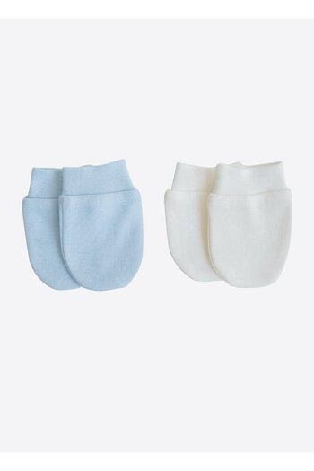 kitikate Organic New Basic 2-Piece Gloves Ecru-Blue