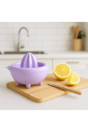 SİHİRLİ AYAKLAR Pastel Color Sturdy Plastic Lemon and Citrus Juicer Orange Squeezer 12X12Cm