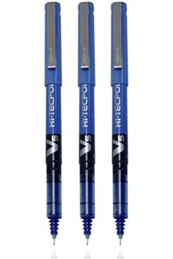 Pilot V5 Liquid Ink Roller Ball Pen - Blue (Pack of 3)