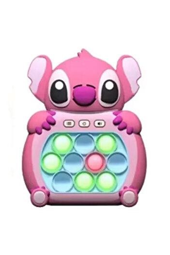 sallma Jucarie Pop It Electronic/Consola Premium, cu Lumini, 3 Culori, 4 Moduri de Joc, Stitch Lilo Roz, cu