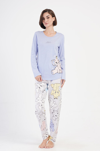 Vienetta Secret Vienetta Cotton Pajamas Think Pink Blue
