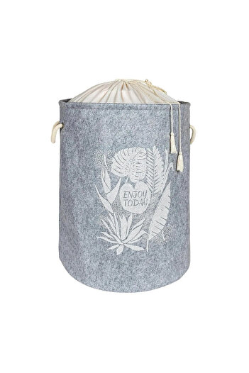 HOMENIVA Round Basket with Felt Bag - Multi-Purpose Dirty Laundry Basket Organizer Pouch 50X35 cm