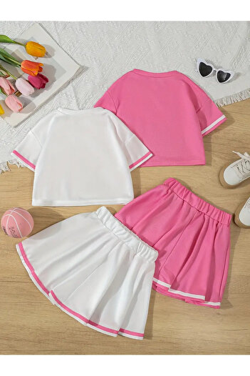 npLStore Girl's New York 28 Printed Crop T-Shirt - Skirt 2-Piece Set