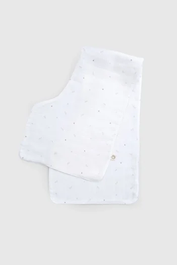 Little Gusto Organic Cotton Muslin Ecru Shoulder Mouth Cloth Set