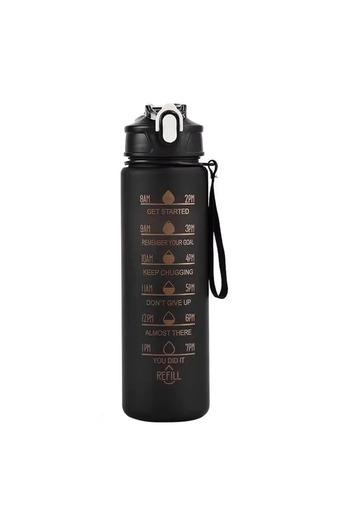 Choice Black-A 800ml/27oz Large Capacity Sports Water Bottle Leak Proof Plastic Drinking Cup With Time Scal