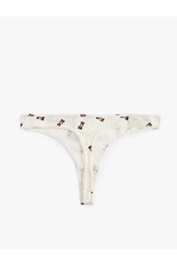 Koton Bow Cotton Teddy Bear Printed String Panties