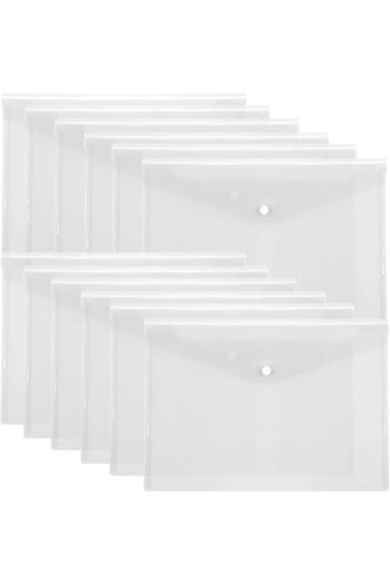 Choice 12Pcs 12 Pcs Plastic Envelopes Clear A5 Letter Size Waterproof Poly Envelopes Folders with Snap Clos
