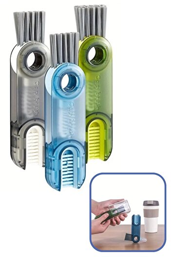 Buffer ®   3 functions practical bottle cleaning brush for kitchen bathroom car keyboard window grooves