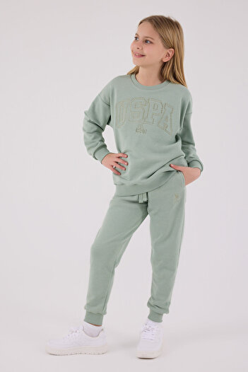 U.S. Polo Assn. مجموعة ملابس رياضية باللون الأخضر للفتيات من US Polo Assn