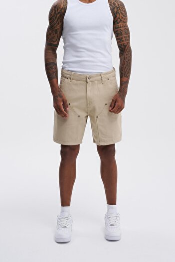Machinist Men's Oversize Light Beige Short Shorts