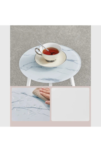 VASAGLE Masuta rotunda tip noptiera, blat din sticla si raft inferior din PAL, 30x30x55 cm, alb