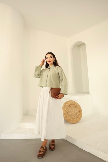 Vegove Poplin Basic Shirt Khaki