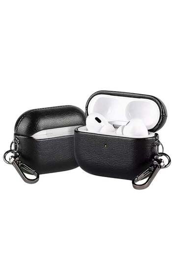 Generic AirPods 4th Generation Leather Case, Compatible with MagSafe, Black