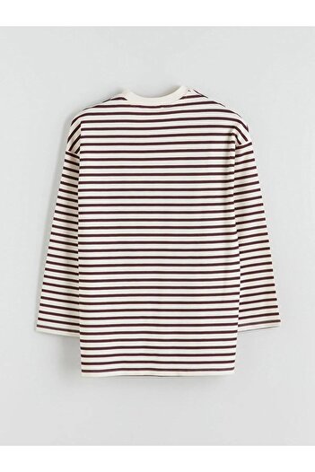 LC Waikiki Lcw Modest Crew Neck Striped Women's Sweatshirt Tunic (W5)