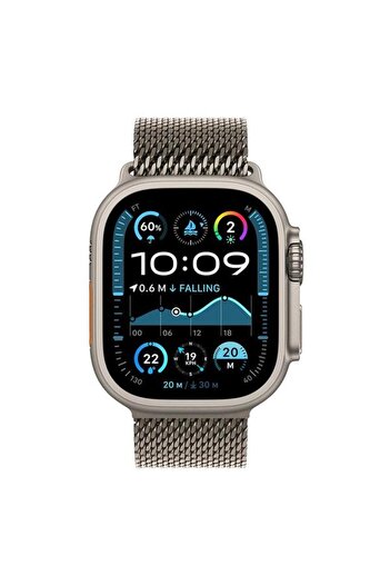 Apple Ceas inteligent Ultra 2 GPS + Cellular, carcasă din titan de 49 mm cu buclă milaneză, mărime medie (Argint)