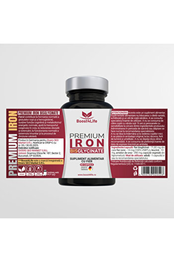 Boost4Life Dietary supplement, Premium Iron Bisglycinate, Boost4Life, 71.80 mg, 60 vegan capsules