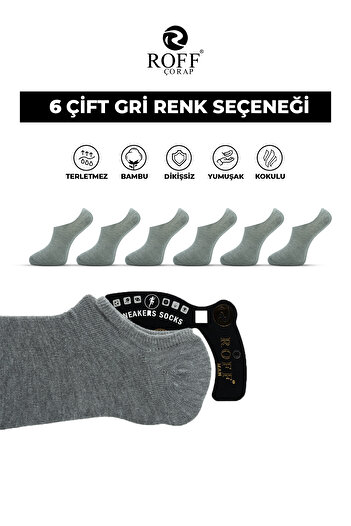 ROFF ÇORAP Bamboo Men's Sneaker Socks Seamless Invisible Ankle Sports Socks Pack of 6