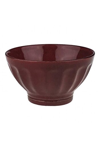 OEM Ceramic Bowl with Stripes, 13x8 cm, Bordeaux