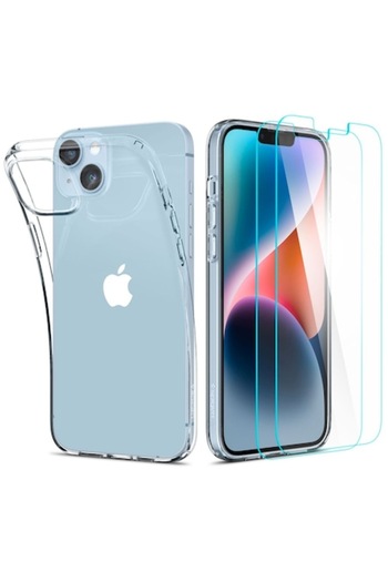 Spigen Crystal Pack 360 Case for iPhone 14 Plus + 2x Protectors, Crystal Clear