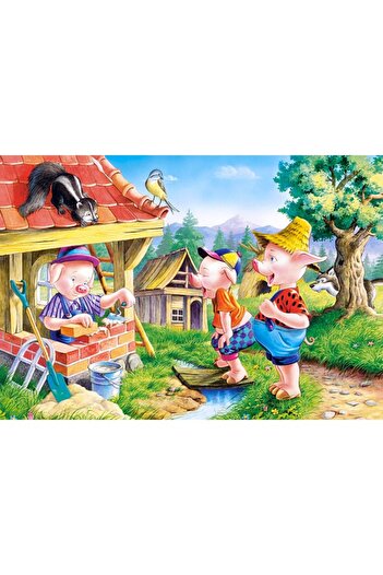 Flippy Puzzle 60 Pieces Wooden in Metal Box, Flippy, Three Little Pigs Model, Educational, Cognitive Skill