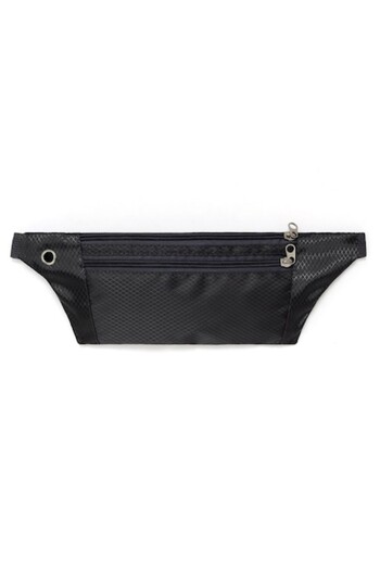 OEM Sport Belt with 3 Compartments for Mobile Phone and Accessories, Adjustable Strap - Black
