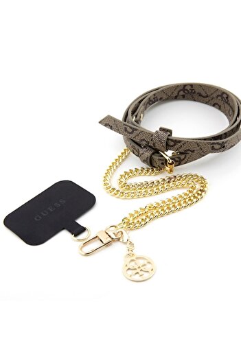 Guess Phone Strap, Universal Compatibility, 4G Chain, CBDY Strap, Brown