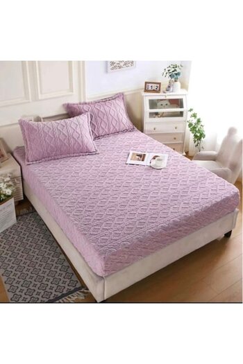 OEM Sheet and 2 pillowcases, Cocolino, Knitted, Simple, 3 pieces, 180x200cm, Lilac