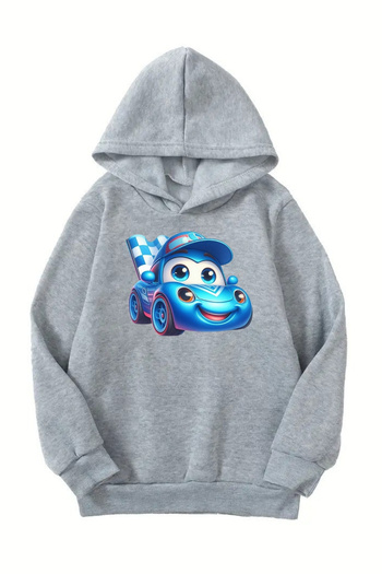 VBSVİBES Unisex Gray Children's Hooded Sweatshirt – Half Carriage Printed, Thick Fabric with Hood
