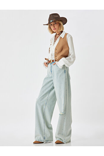 Koton Premium 90S Inspired Low Waist Jean – Wide Leg & Ripped Detail