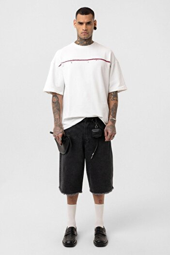 VAMOSCLO Washable back Printed Oversized t-shirt ecru