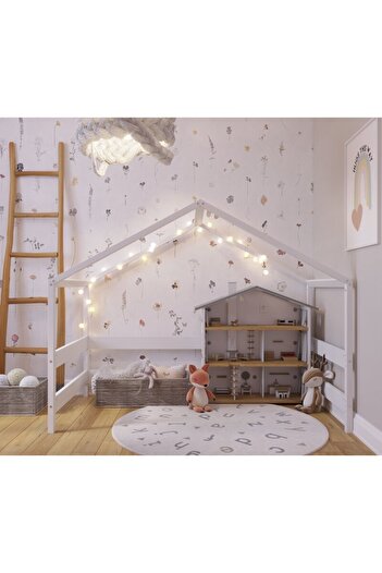 YappyKids Casuta din lemn copii, 169x89x135 cm, Din lemn certificat FSC, In stil scandinav, Alb,