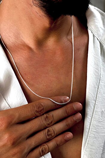 Ebrar Silver Gümüş İnce Zincir Kolye 925 Ayar Gümüş İnce Unisex Zincir Kolye