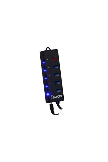 Spacer HUB USB SPH-4USB30-1QC, 4 USB 3.0 Ports, Quick Charge, Black