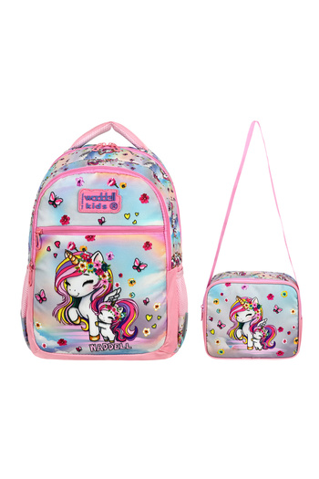 Maynimos Licensed Patterned Kindergarten Nursery Preschool Backpack and Thermal Lunch Bag