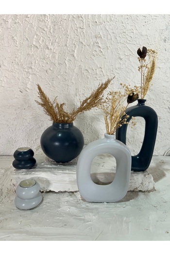 Zigzag Home Decorative 5 Piece Vase and Candle Holder Set Bohemian Style Vase, Globe Vase, Set with Tealight Candle Holder, Trinket