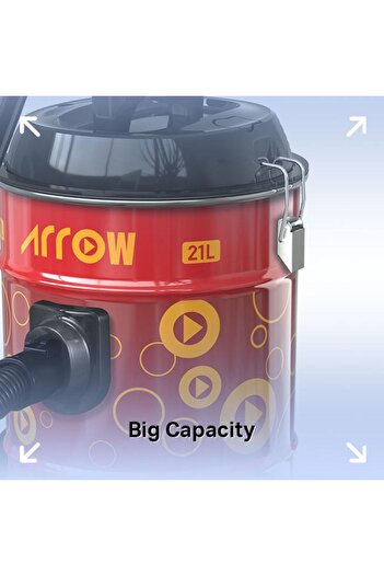 Aro Barrel Vacuum Cleaner - 21 Liters, 2000W, Red - RO-21VSY