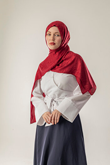 FLEUR SOİE Claret Red Zebra Pattern Jacquard Shal