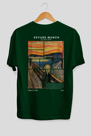Ankhises Edvard Munch Scream Back Printed Oversize T-Shirt Men Women Crewneck Cotton Tshirt
