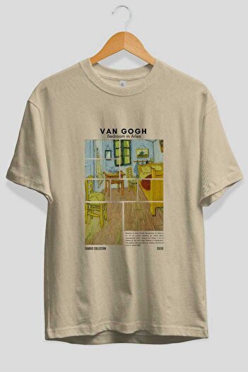 Ankhises Van Gogh μπροστινό εμπριμέ μπλουζάκι Oversize Ανδρικό Γυναικείο Βαμβακερό μπλουζάκι με λαιμόκοψη