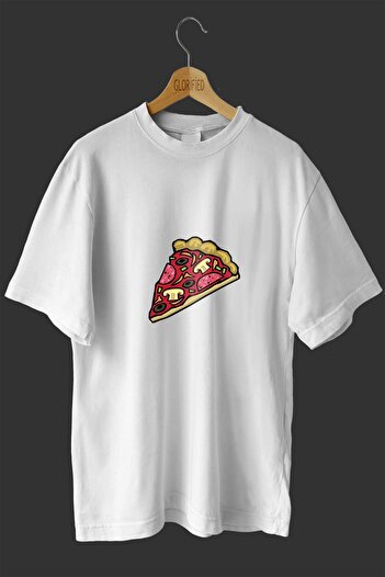 donamod -wed Pizza Design Printed Unisex Oversize T Shirt