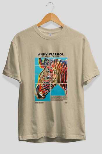 Ankhises Andy Warhol μπροστινό εμπριμέ μπλουζάκι Oversize Ανδρικό Γυναικείο Βαμβακερό μπλουζάκι με λαιμόκοψη