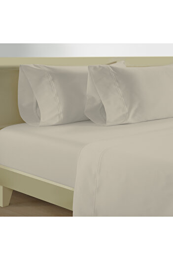 Cottage 200TC cotton fitted sheet - 120*200cm, creamy