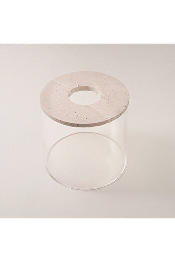 homez glass tissue box travertine collection 15*14cm