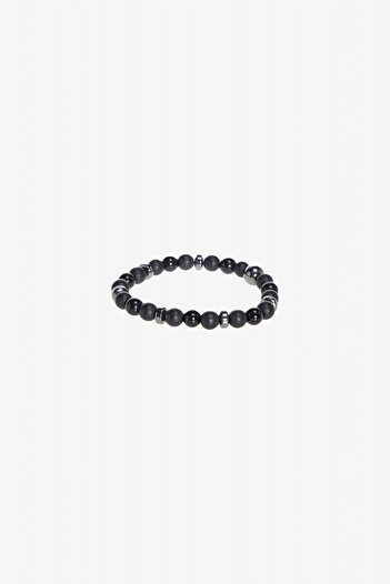 ALTINYILDIZ CLASSICS Men's Black 100% Natural Stone Bead Bracelet