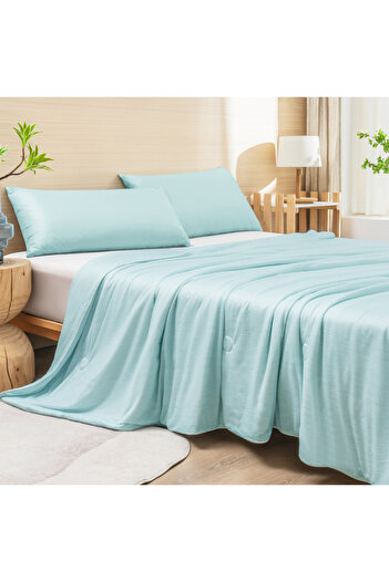 Choice 150x200cm Cyan Cooling Blanket for Bed Silky Air Condition Comforter Lightweight Cooled Ice Summer Q